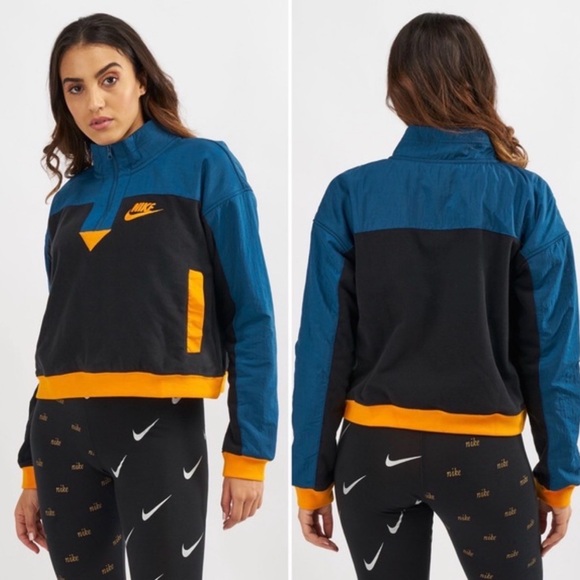 Nike Tops - Nike Black and Blue Quarter-Zip with Orange Highlights